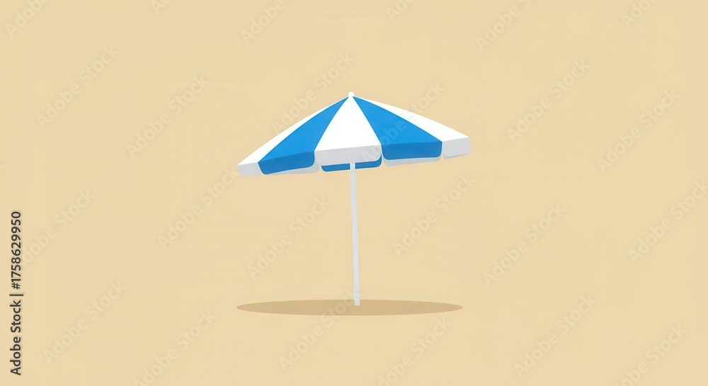 Fototapeta premium Beach umbrella provides shade on a sandy shore.