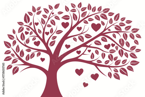 Paper cut tree with heart leaves and layered depth

