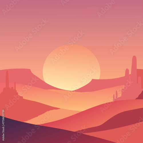 minimalist wallpaper of desert mesa silhouettes wi.eps