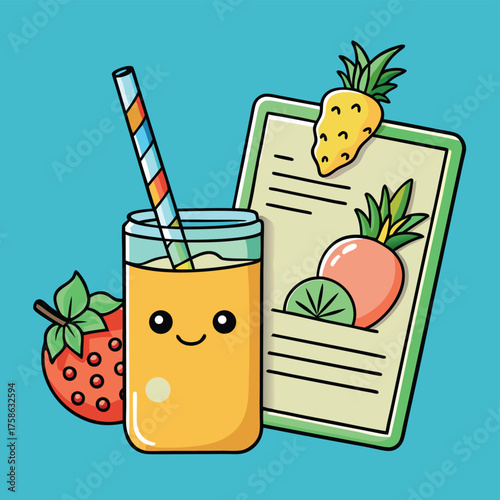 tropical smoothie recipe card illustration.eps