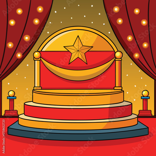 vector illustration of glamorous award stage with  (1).eps