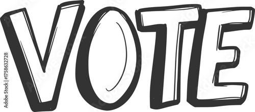 VOTE bold hand drawn sketch style large textured letters — stock vector
