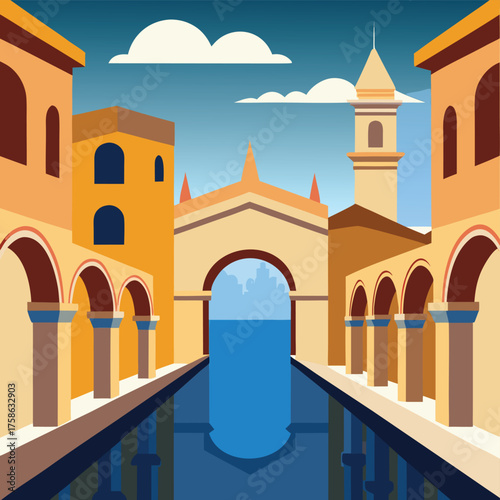 venetian palace archways over canal  (1).eps