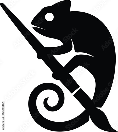 Creative Chameleon Holding Art Brush