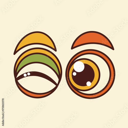 Stylized cartoon eyes illustration with winking and open expression