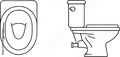 top view and side view squat toilet icon set
