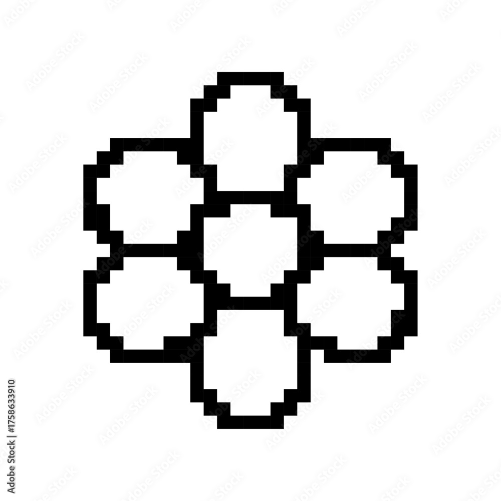 Fototapeta premium Pixelated Flower Made of Round Shapes and Blocky Edges with Simple and Minimal Design