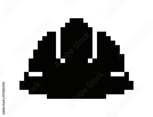 Pixelated silhouette of a trilobite fossil with segmented body on a white background