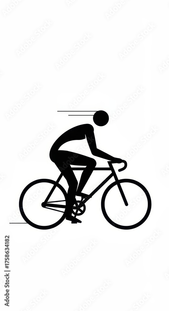 Fototapeta premium Silhouetted person rides bicycle with motion blur effect.