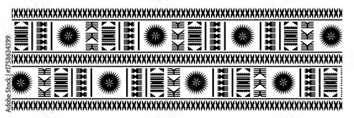 fiji samoa maori black tribal line banner bricks border pattern