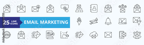 Email Marketing icon collection set with email campaign, inbox message, mail notification,