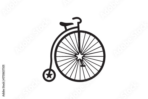 Penny Farthing Bicycle Silhouette Vector Minimalist High Wheeler Bike Design
