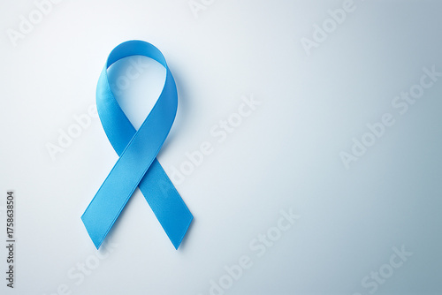 Blue Ribbon Wrapped Sugar Cube on White — Diabetes Awareness Concept