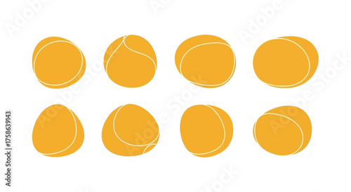 Set of stylized tennis balls with abstract lines, representing movement and dynamic sports action