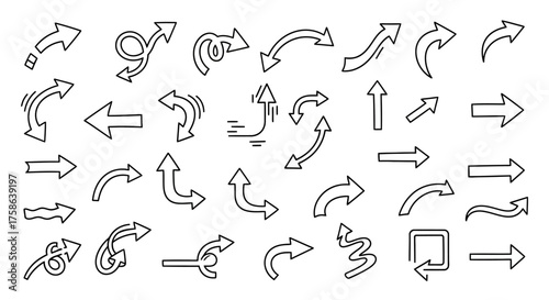 Collection of Doodle Arrows Directional Signs for Creative Designs