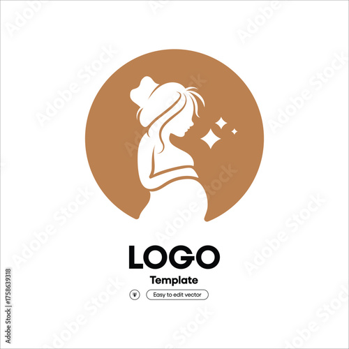 Elegant Silhouette Pregnant Woman Circle Shape Motherhood Logo Design