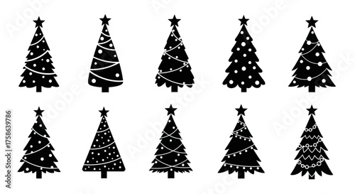 Festive Collection Silhouette Christmas Tree Designs for Holiday Decor