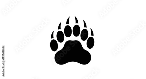 Simple Black Bear Paw Print Illustration on White Background