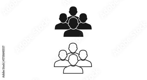 Group of People Icons Solid and Outlined Design for Teamwork and Collaboration