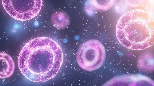 Purple fluorescent cell background image