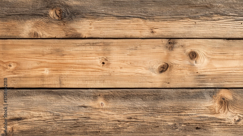 Fototapeta premium Detailed natural brown wooden wall texture background with rustic timber planks and grain patterns ideal for design elements.