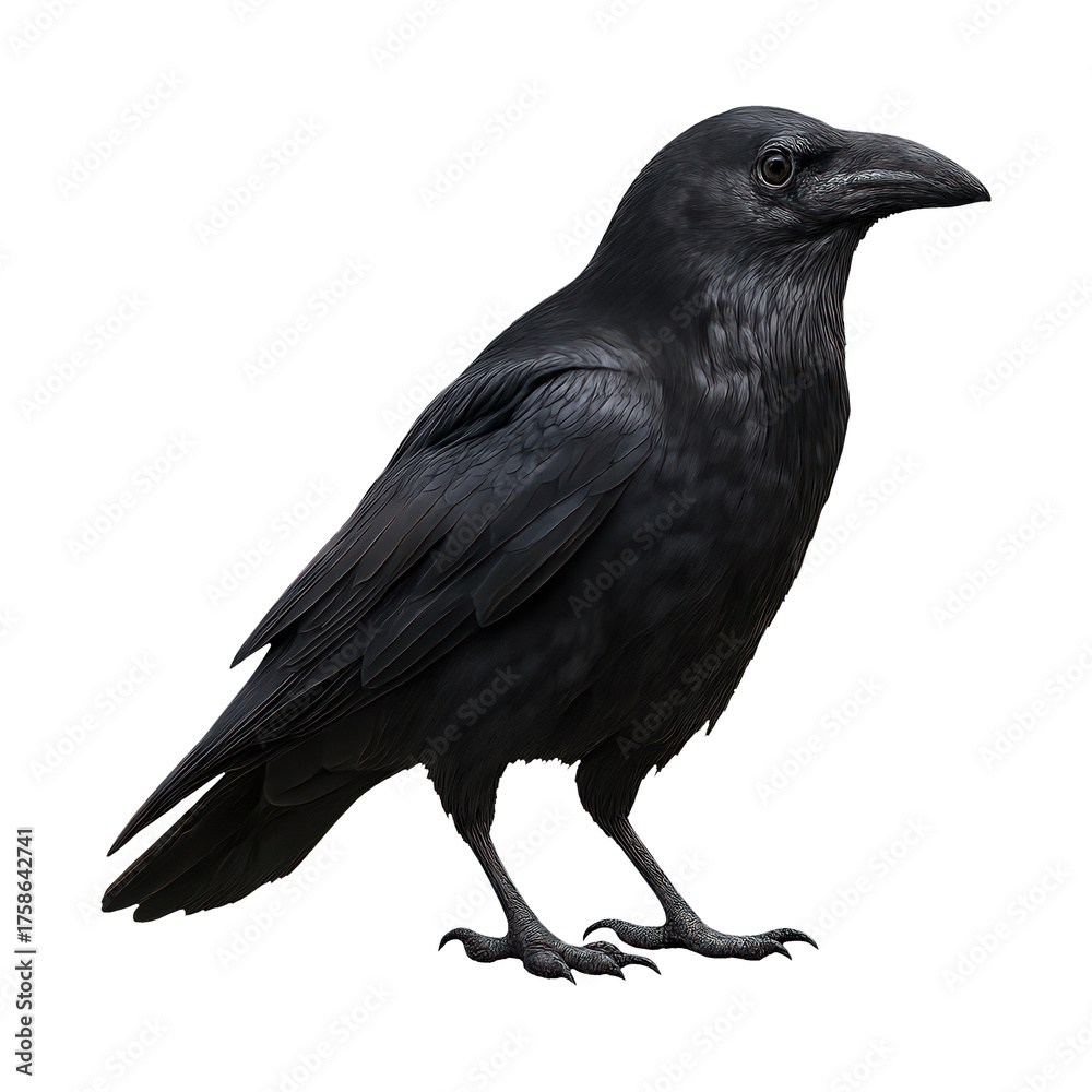 Fototapeta premium PNG Detailed black crow illustration