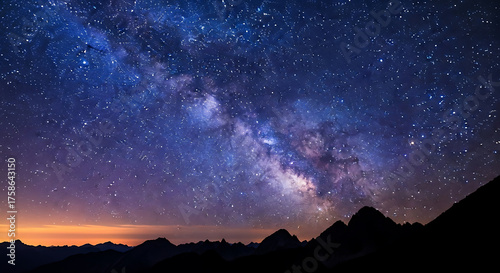 Vibrant Milky Way Galaxy Arching over Mountain Silhouettes at Twilight