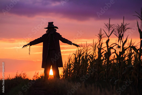 Sinister Scarecrow Comes to Life at Sunset - Halloween