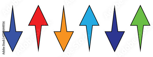 Colorful Curved Down Arrows Set – Vibrant Directional Vector Icons for Navigation and Movement Design