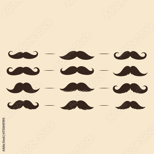Vintage Mustache Icons Set