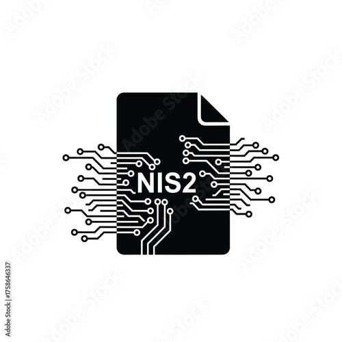 NIS2 Document Icon Digital Security and Cyber Resilience Concept Illustration for IT and Technology