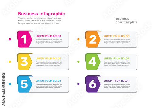 Business infographic design vector template 6 step processes. Editable clean timeline infographic for diagram, annual report, web design, poster