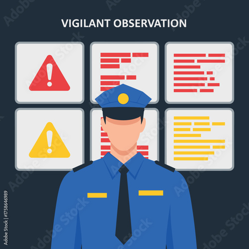 Vigilant Observation Guarding Security Personnel Monitoring Situations