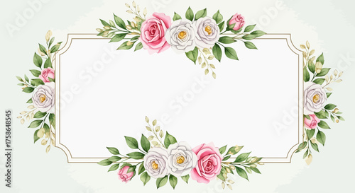 Elegant watercolor floral frame for invitations and greetings cards templates designs stationery