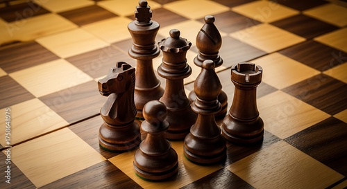 Dark Chess Pieces on Board.