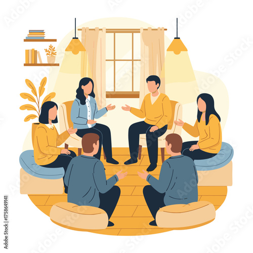 A Diverse Group of People Engaged in a Meaningful Group Therapy Session Discussing Their Feelings