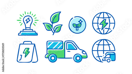Eco Icons Pack – Renewable Energy, Nature, and Recycling Vector Set