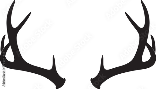Black silhouette of deer antlers on a white background animal wildlife on transparent background