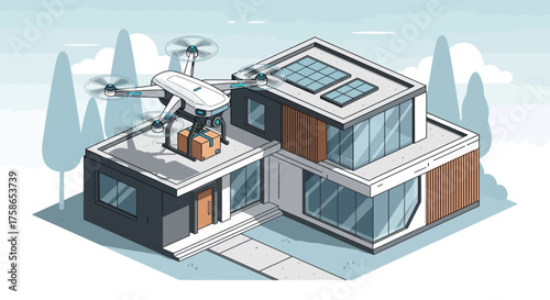 Futuristic home delivery service utilizing drone technology for efficient logistics operations