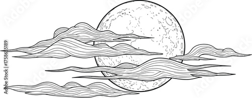 Moon clouds night sky celestial lunar moonlight dreamscape fantasy ethereal calm