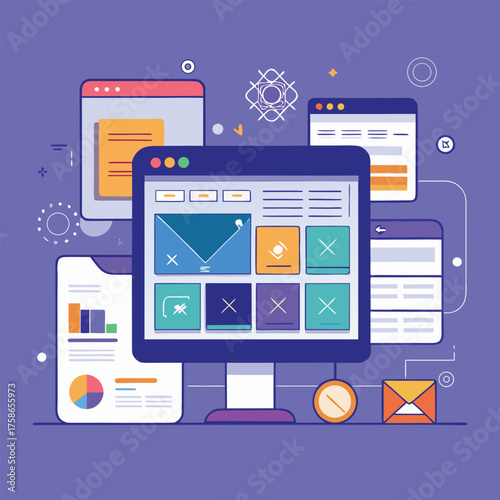 multi screen ui wireframe mockup  vector minimal d.eps