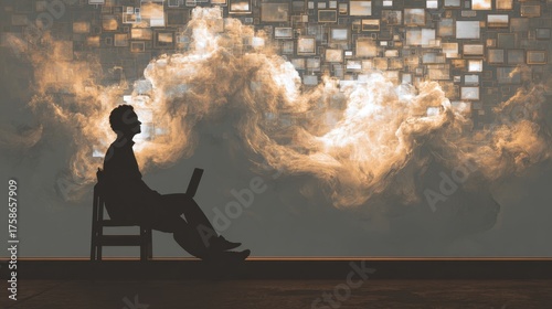Digital creativity and imagination in technology concept for design projects,Information Overload Day