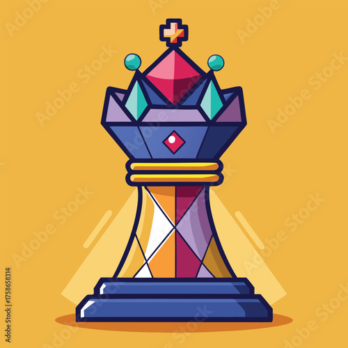 royal chess king piece crowned with gemstones  min.eps