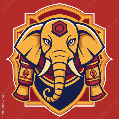 royal elephant emblem  strength and nobility  flat.eps