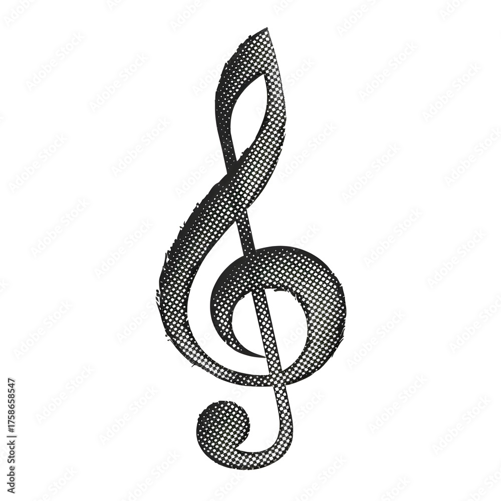 Obraz premium Textured black and white treble clef symbol