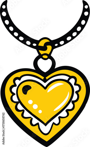 ruby heart pendant with golden chain.eps