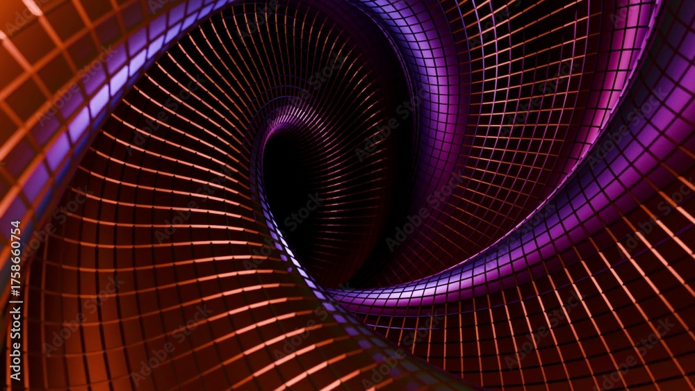 Fototapeta premium Abstract futuristic spiral tunnel rotating background. Design