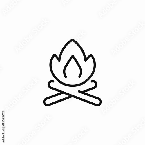 campfire burning wood icon sign vector
