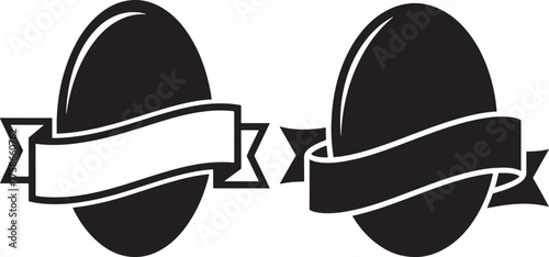 Two oval shapes with ribbon banners silhouette