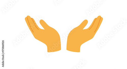Two open hands upward gesture in minimalist flat design